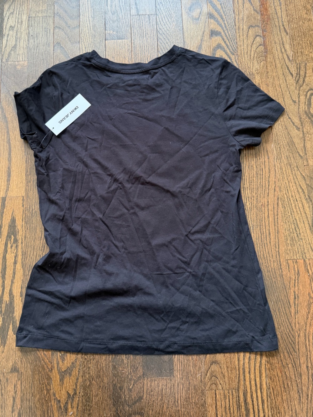 DKNY Jeans Black Short Sleeve Logo Tee with White Print - Picture 2 of 5